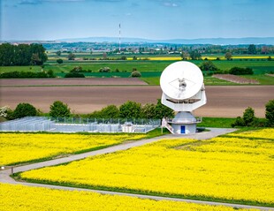 田野中的白色卫星天线