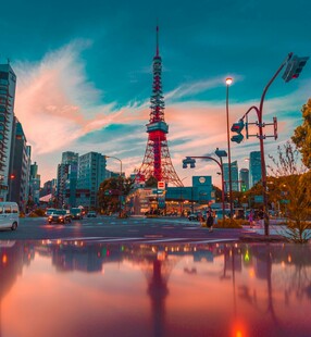 东京塔夜景城市美丽风光