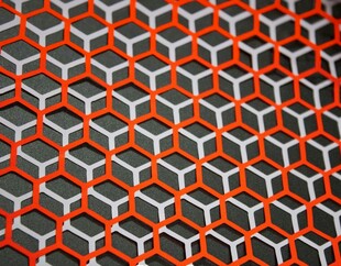 橙色几何图案金属网纹理