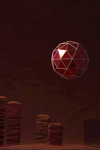 悬浮红晶与古老石堆