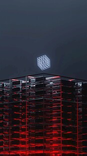 夜幕下发光的高楼建筑