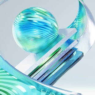 梦幻蓝绿流体3D艺术图形