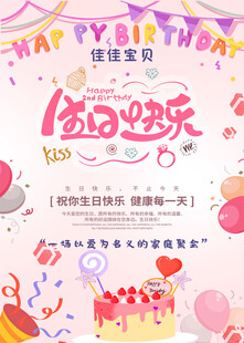 宝宝周岁生日快乐海报