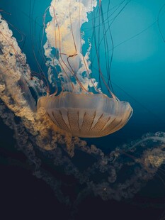 梦幻水母在深海中悠游