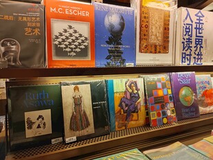 书架上的多样书籍展示