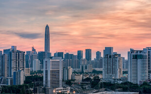 深圳城市天际线美丽黄昏
