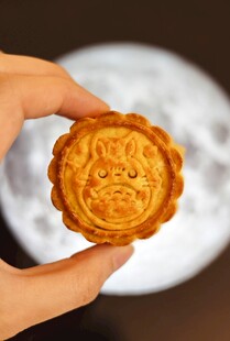 手持精美传统花纹月饼