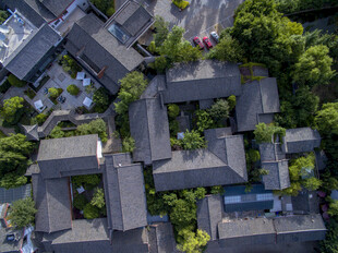 中式庭院屋顶鸟瞰景观