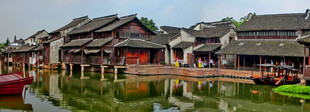 江南水乡古建筑临水美景