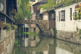 江南水乡古巷小河景致