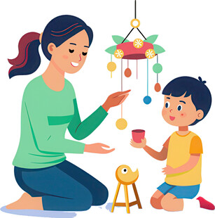 母亲与孩子温馨互动时刻