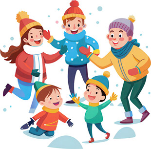 冬日欢乐孩子们的雪地嬉戏