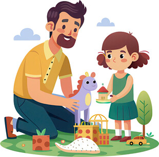 父女欢乐共塑恐龙沙堡