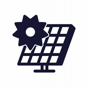 太阳能板与齿轮图标