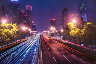城市夜景车流光影之美