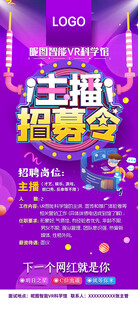 VR科技馆主播招聘海报展架