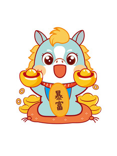 可爱的马头像卡通头像插画