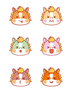 可爱的马头像插画设计