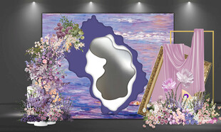 梦幻粉紫色系婚礼背景布置