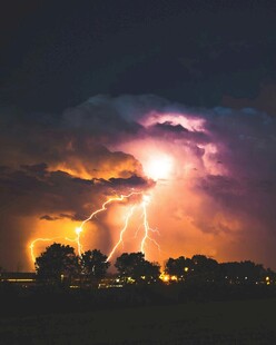 夜空中绚烂的闪电景观