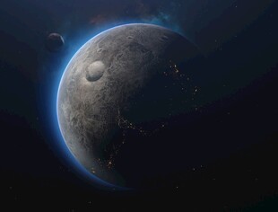 神秘月球在深邃宇宙中