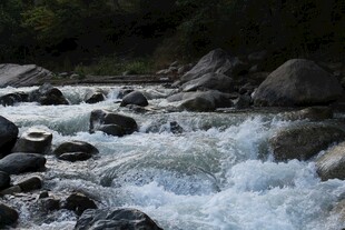山间湍急溪流