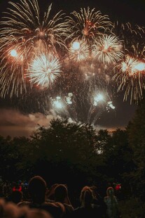 夜空中绚烂的烟花表演