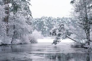 冬日雪景中的静谧河流