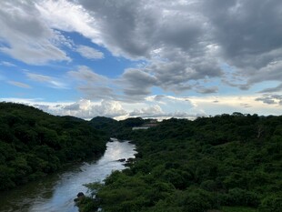 青山绿水间的蜿蜒河流