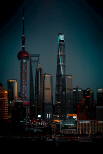 上海璀璨夜景摩天大楼群