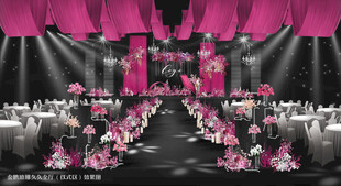 粉色系浪漫婚礼现场布置