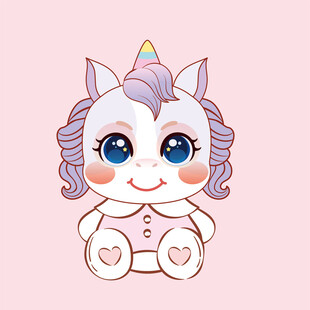 调皮的萌马卡通头像插画设计