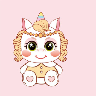 调皮的萌马卡通头像插画