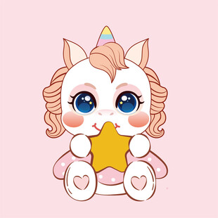 调皮的萌马形象插画