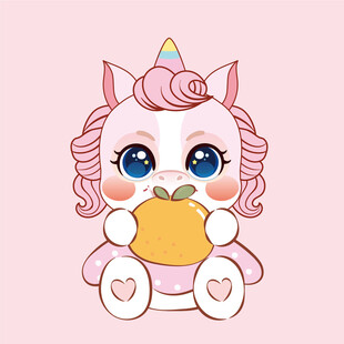 调皮的萌马插画卡通