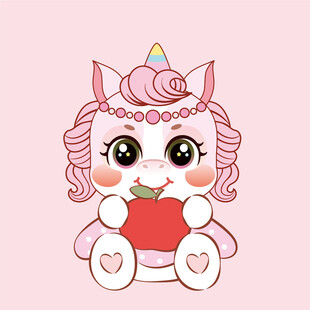 萌萌的萌马卡通头像插画