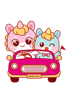 萌萌的萌马插画卡通可爱