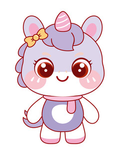 萌萌的萌马形象插画