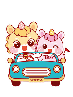 开心的萌马卡通头像插画