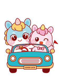 开心的萌马插画卡通可爱