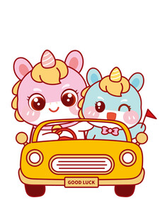 开心的萌马形象插画