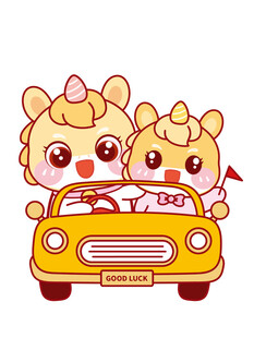 开心的萌马插画设计