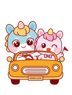 开心的萌马插画卡通