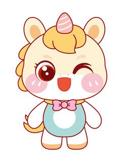 活泼的黄色小马驹卡通头像插画