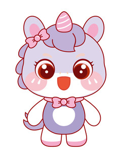 幸运的紫色小马驹卡通头像插画