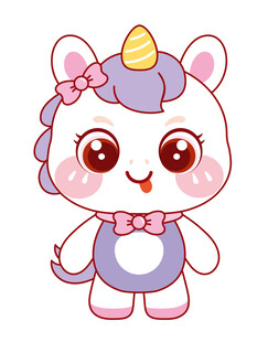 幸运的独角兽形象插画