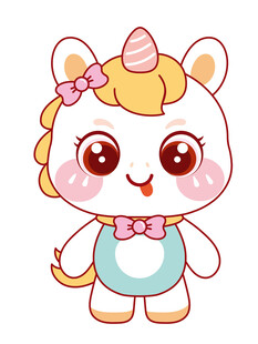 幸运的黄白小马插画设计