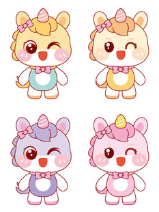 美丽的独角兽形象插画