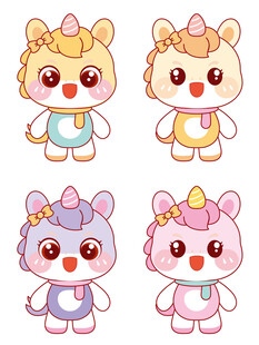 美丽的小马插画卡通