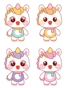 漂亮的马宝宝插画卡通可爱